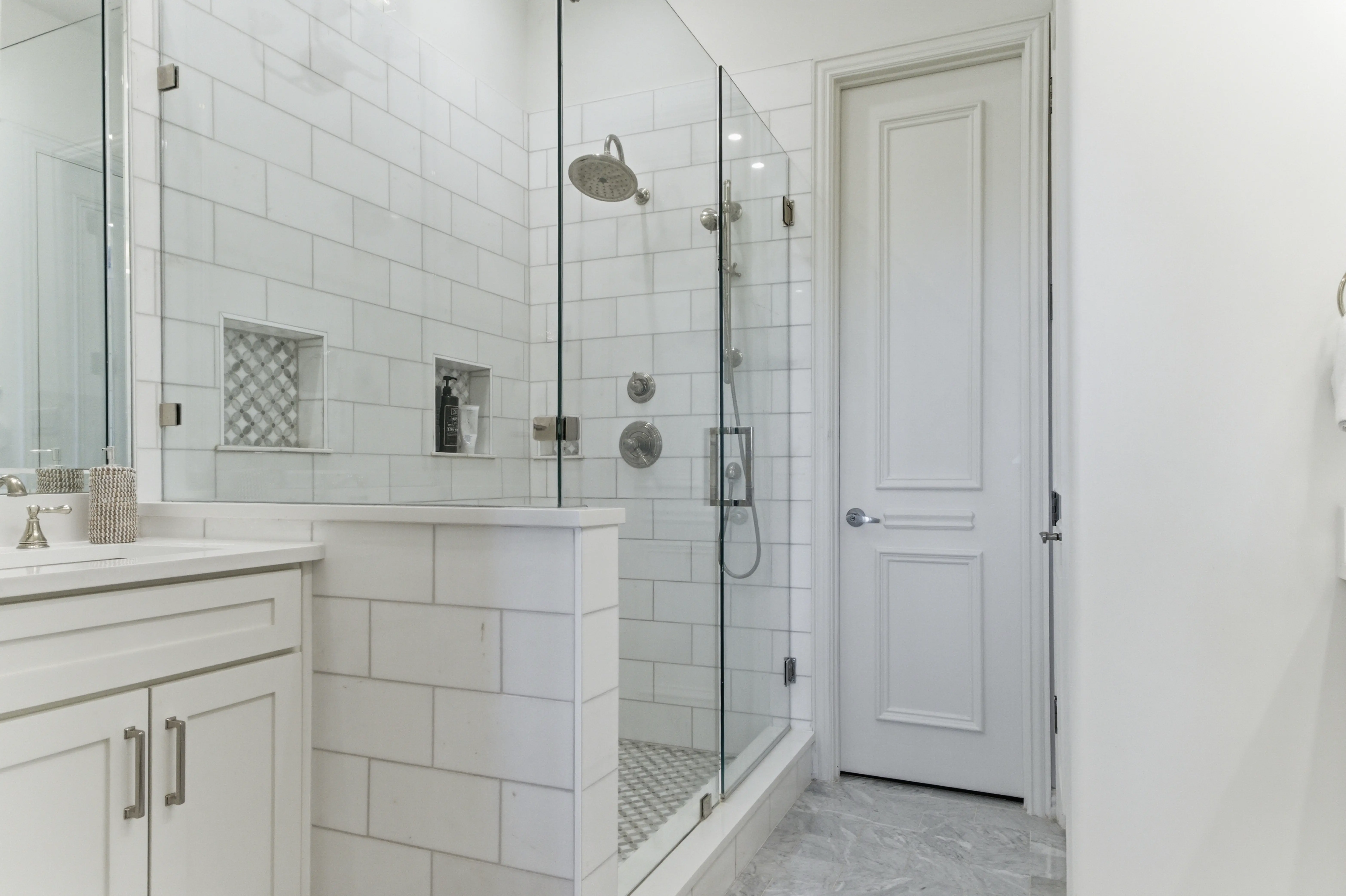 Primary bathroom with dual vanity